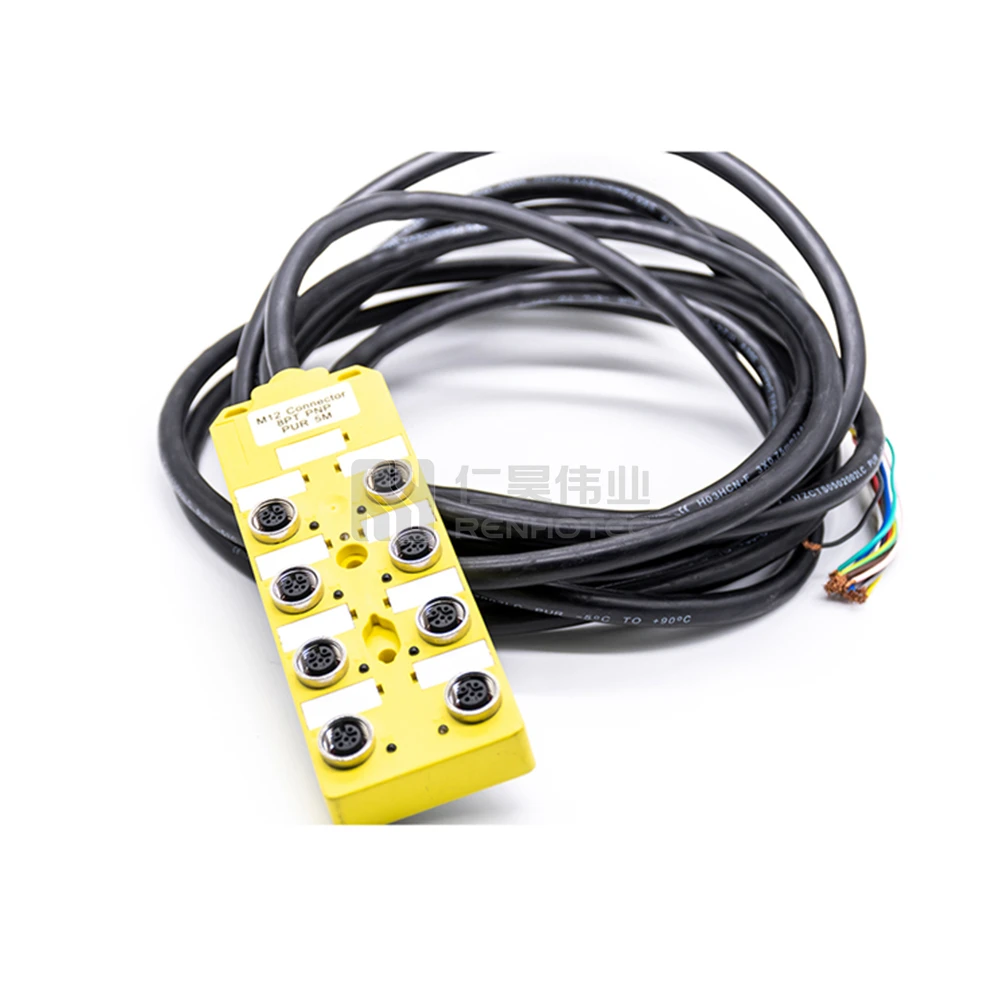 Murr M12 Distribution Block 5Pin a Coding Female 8 Port 8 Way Power Distribution Connector Cable