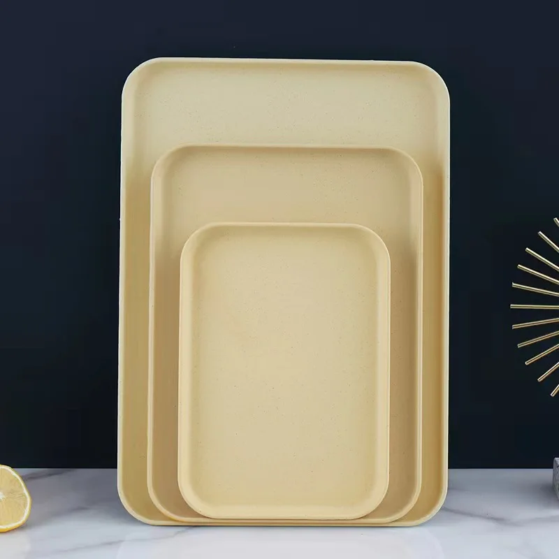 Wholesale Stackable Service Tray Decorativas Bandejas De Plastico Decor Cheap Plastic Bulk Food Bread Fruit Trays Serving