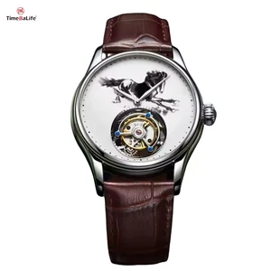 OEM New Design Tourbillon Never Fade Enamel Black Dial Simple Manual Movement Tourbillon Watches