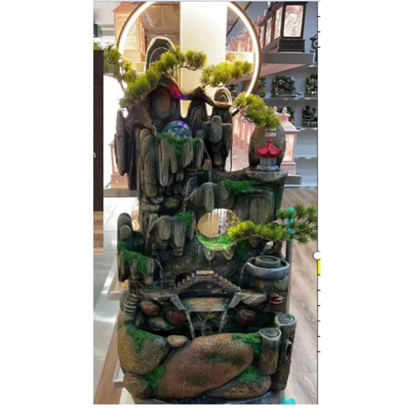 Ywbeyond Indoor Simulation Resin Rockery Waterscape Feng Shui Water Fountain Home Office Spray