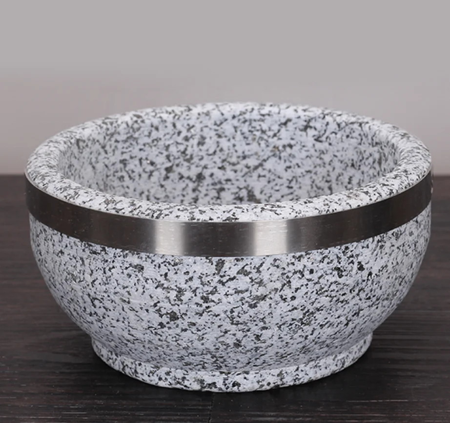 Honfitat Bol Coréen Dolsot En Pierre 16cm - Pour Bibimbap Et Riz - Va Au Four Et Sur Feu - Avec Socle