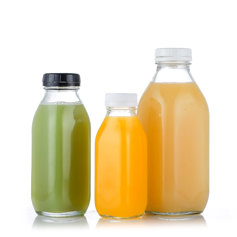 Großhandel 300 ml 500 ml 1000 ml quadratische Glasflasche für Getränkeverpackungen