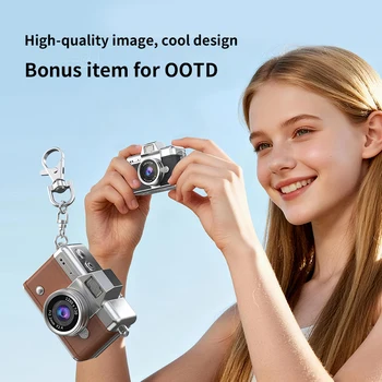 Latest CCD Mini Camera 90 Flip Selfie HD IPS 1080P Night Vision Beauty Filter Portable MicroSD Retro Thumb Camera Kids detail image