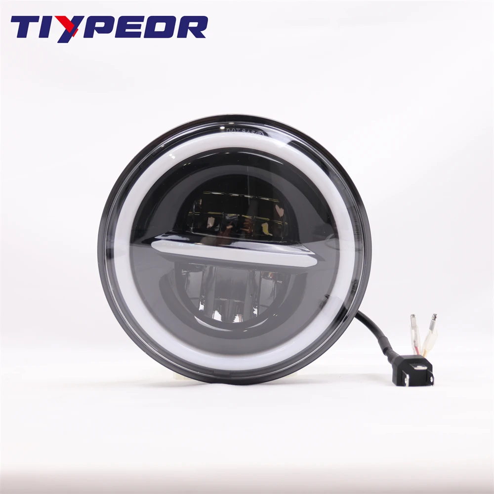 product tiypeor motorcycle 7 led headlight running headlamp light for harley sportsters xl xg 883 dyna softail touring street glide-2