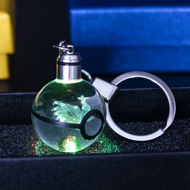 30mm Crystal Pokeball Keychains with LED Light - Wholesale