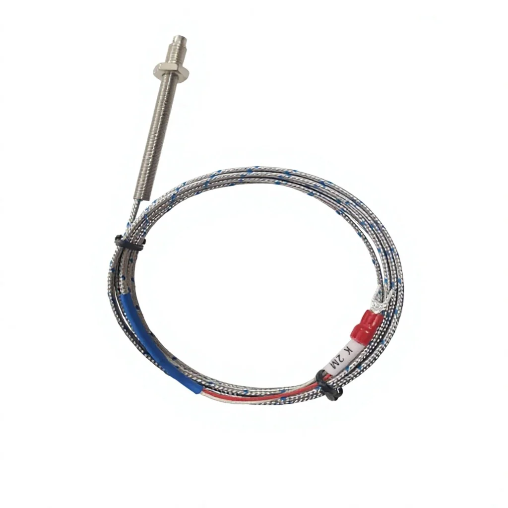 OEM/ODM M6/M8 Screw with Spring Thermocouple K/E/PT100 Temperature Sensor Thread Probe Metric and Imperial Optional