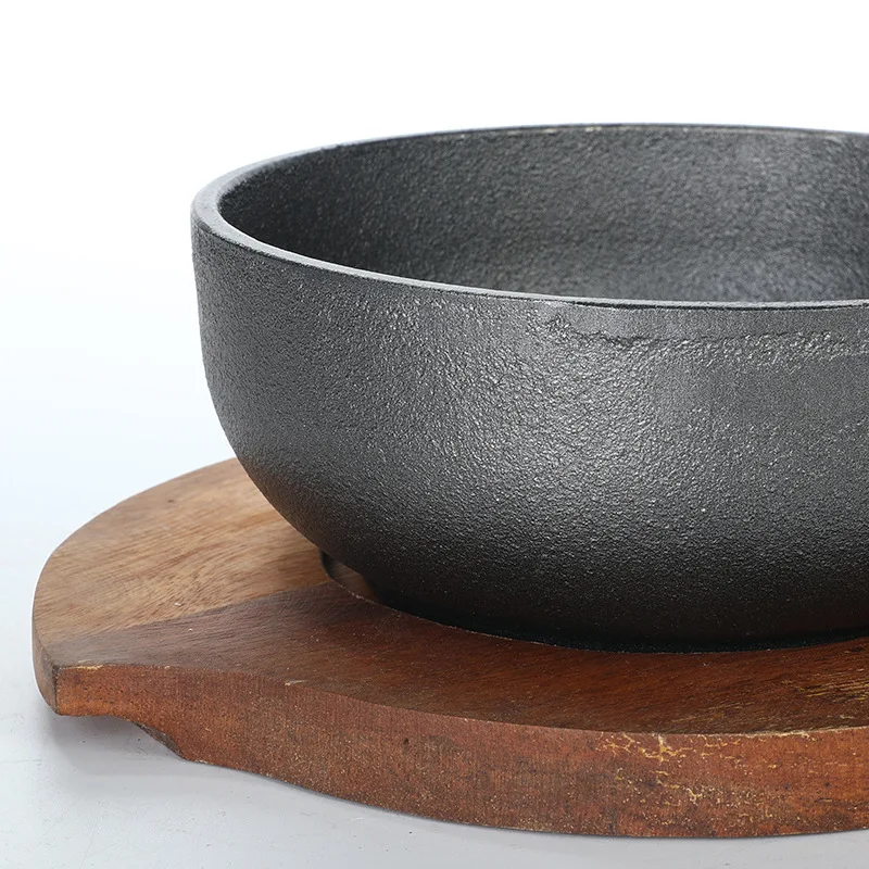 Professional Eco-Friendly Large Thick Cast Iron Korean Rice Bowls for Party Use Round Stone Bibimbap Restaurant Serving Bowls