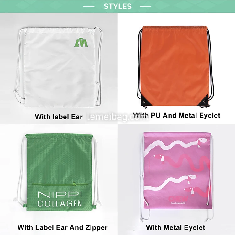 Drawstring Backpack Bags Cinch Sack Cheap Waterpoof 210D Polyester Drawstring Bag