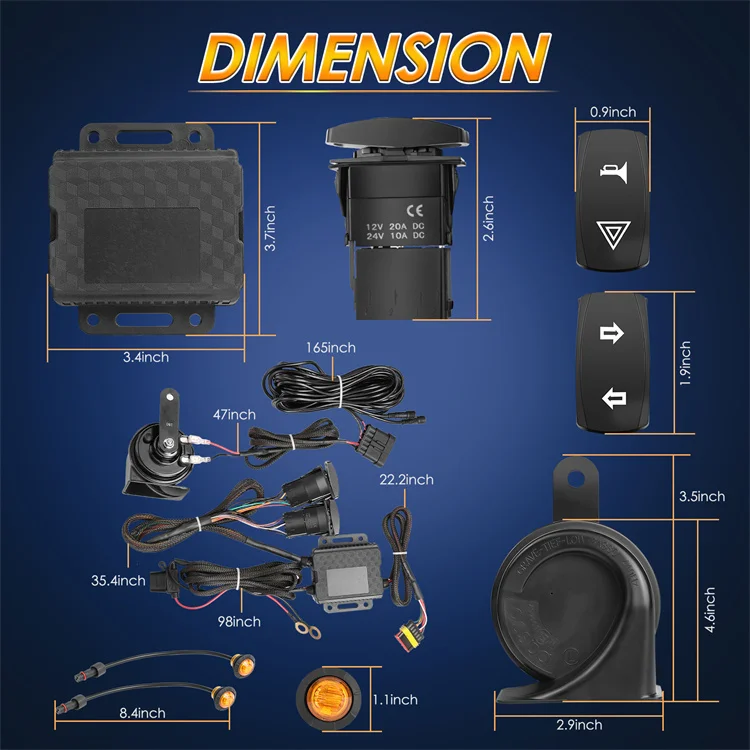12 Volt Universal Fitment 2 X Amber Light Pods 118db Horn Utv Turn Signal Kit Buy Utv Turn