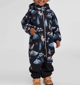 Winter Ski Suit Waterproof Soft Shell Hooded Breathable Windproof Technology Polyester Material Sportswear Kids Skiwear Jumpsuit