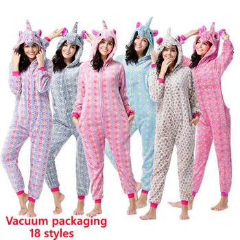 Pijama Invierno OEM ODM Wholesale Winter Pajamas Cartoon Animal Onesie Plush Sleepwear Jumpsuit With Hoodie Women Thick Pajama