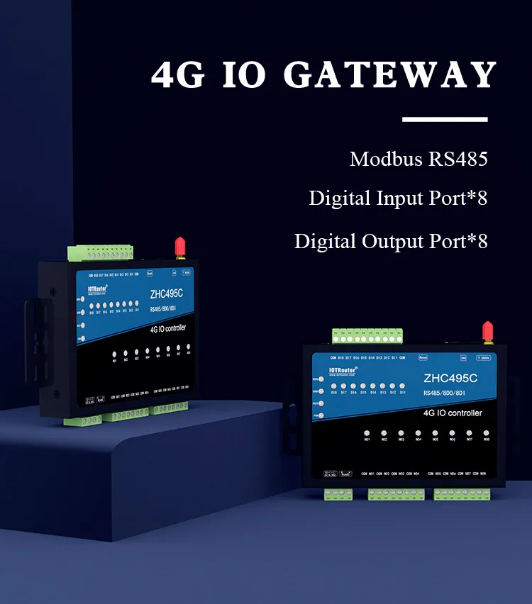Rs485 8DI to 4G Modem Remote Control RTU  Modbus Gateway Wiht 8DO Support MQTT HTTP Protocol 4G to Cloud RTU