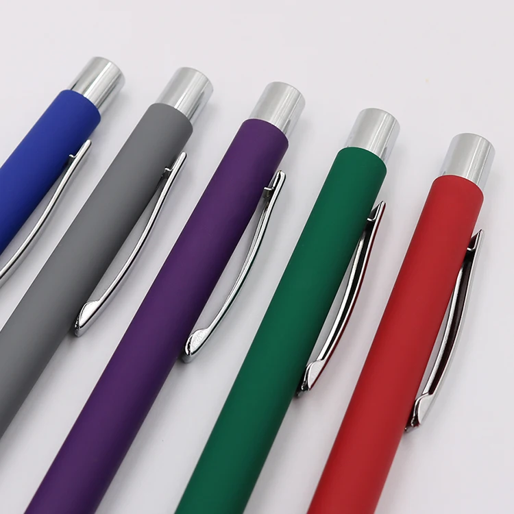 Custom Logo Give Away Pens Matte Metallic Color Ball Pen