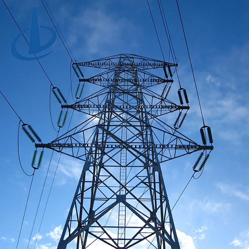 torre de línea de transmisión de celosía galvanizada autoportante de doble circuito de 132 kV, torre de energía de acero angular, torre de acero para distribución