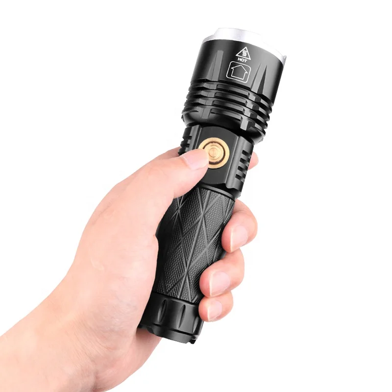 XHP90 LED Zoom Flashlight - 1800lm Rechargeable Camping Light