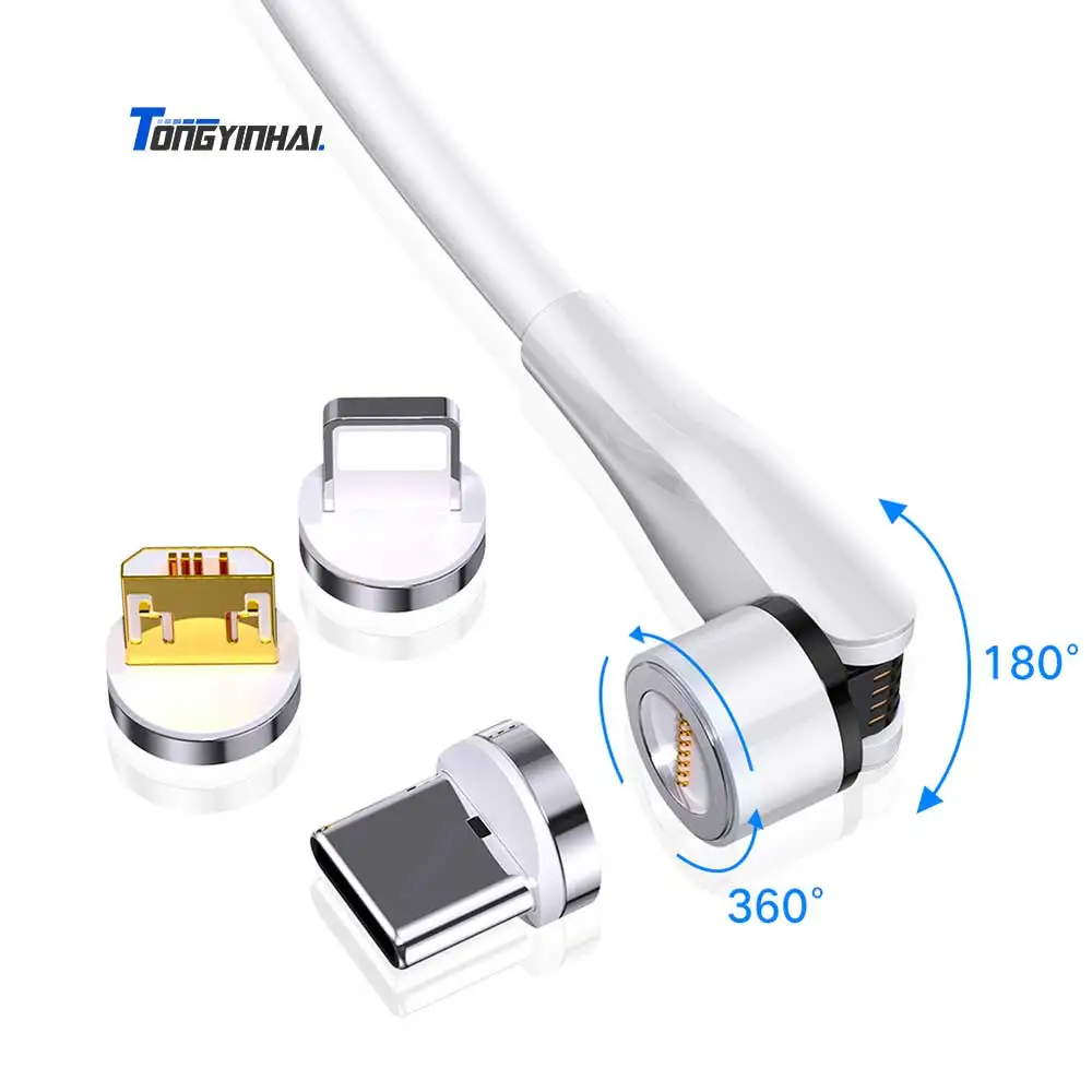 
 Оптовая продажа с фабрики, вращение 540, 1 м, 2 м, кабель usbc для мобильного телефона, быстрая зарядка, 3 А, зарядка данных 3 в 1, магнитные зарядные usb-кабели  