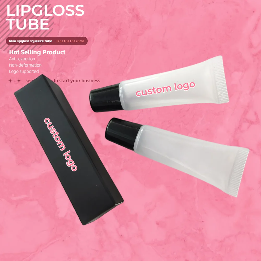 Private Label Logo Empty Squeeze Lip Gloss Tubes 10ml 15ml Lip Gloss