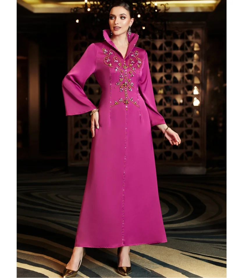 Fashion Muslim Hooded Dress Women Long Sleeve Abaya Dubai Turkey Moroccan  Caftan Elegant Lady Islamic Clothing Evening Kaftan