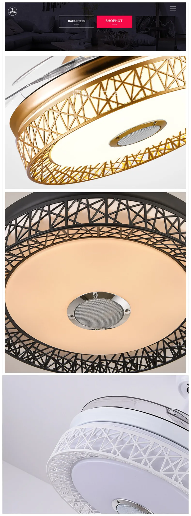 Ceiling fan Lights led Dimmable Chandelier Retractable fan with Remote control 42 inch ceiling fans for dining room/bedroom