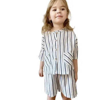 2025 New Style Children's Casual Home Clothing Summer Cotton Baby Pajamas Suit for Girls Short-Sleeved Two Piece Set