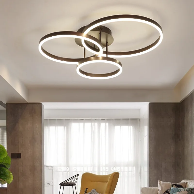 Lampada a soffitto moderna minimalista in alluminio a forma di anello 60W risparmio energetico con luminosità regolabile per uso domestico disponibile in dimensioni mini e medie