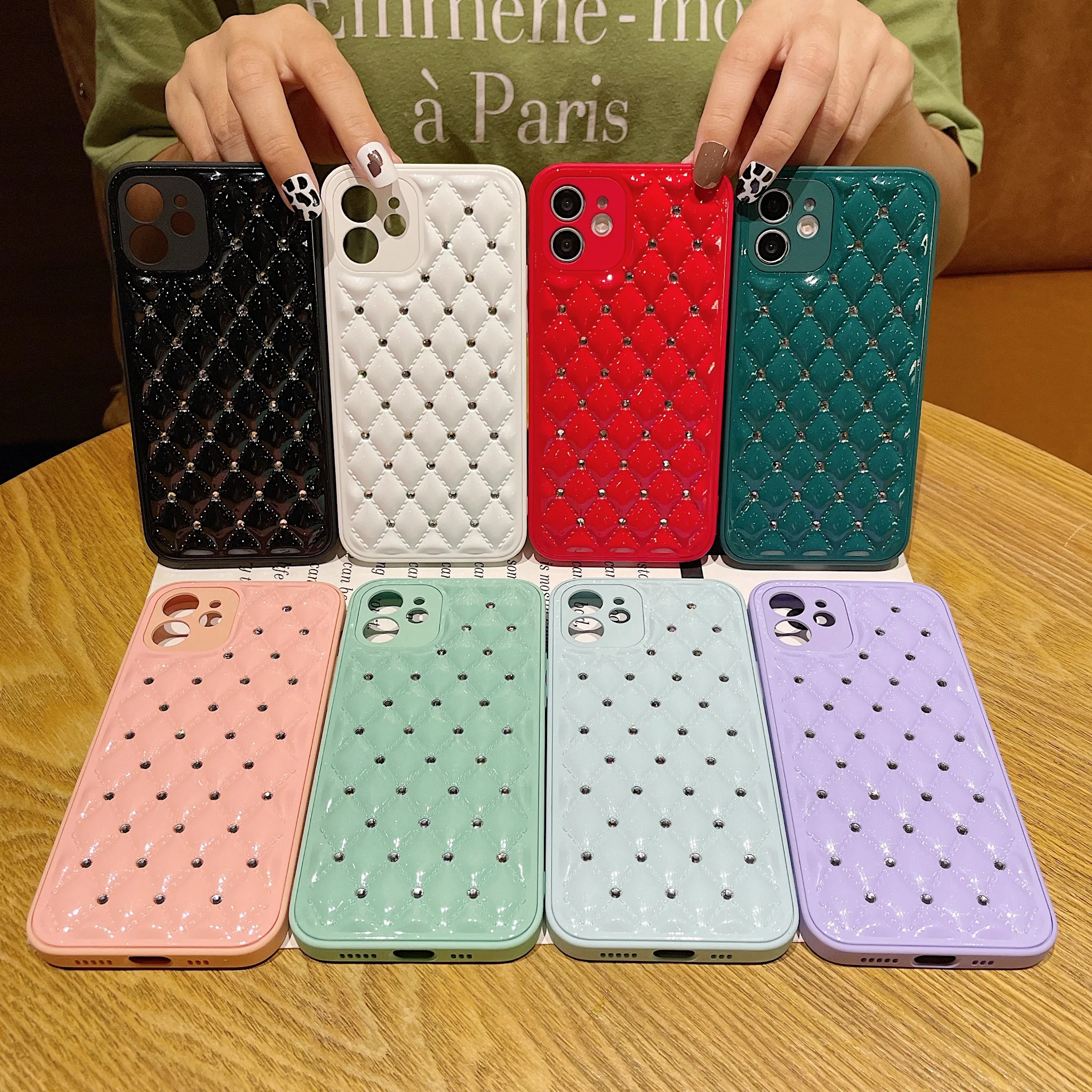 2021 New Luxury Diamond Camera Lens Protection PC Silicone Phone Case For iPhone 12 11 Pro Max Mini X XS 7 8 Plus Phone Cover