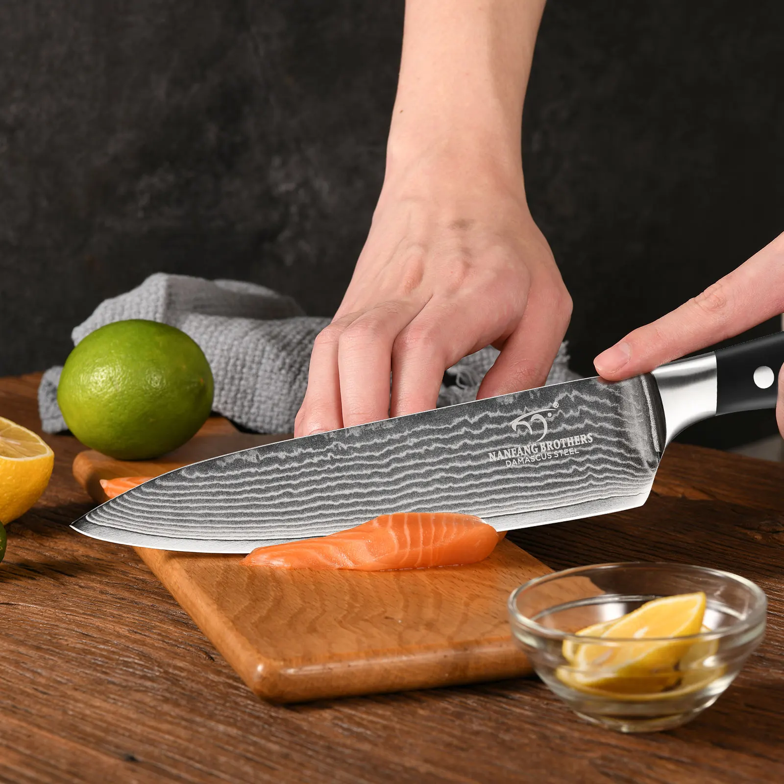 Premium 8 Inch Damascus Steel Chef Knife - Sashimi Knife with ABS Handle and Gift Box