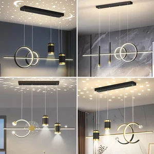 JACKSUN Modern Luxury Dining Island Chandelier Nordic Star Strip Restaurant Lighting Bar Pendant Light