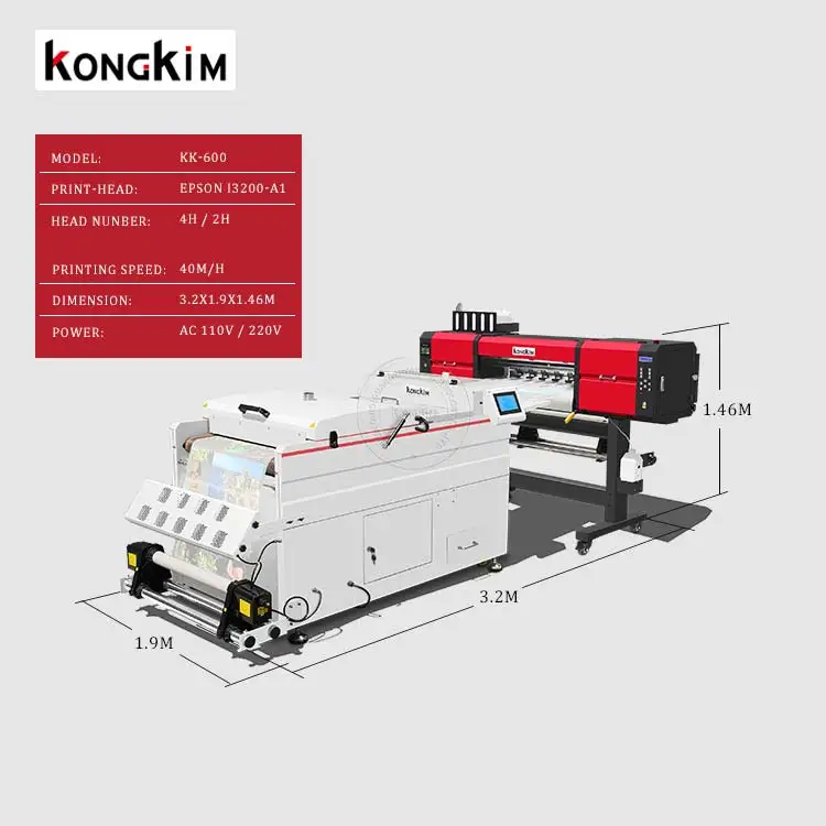 KONGKIM 24 Inch Dtf Printer Dtf t Shirt Printing Pet Film Roll Printer Dtf Printer for Beginners