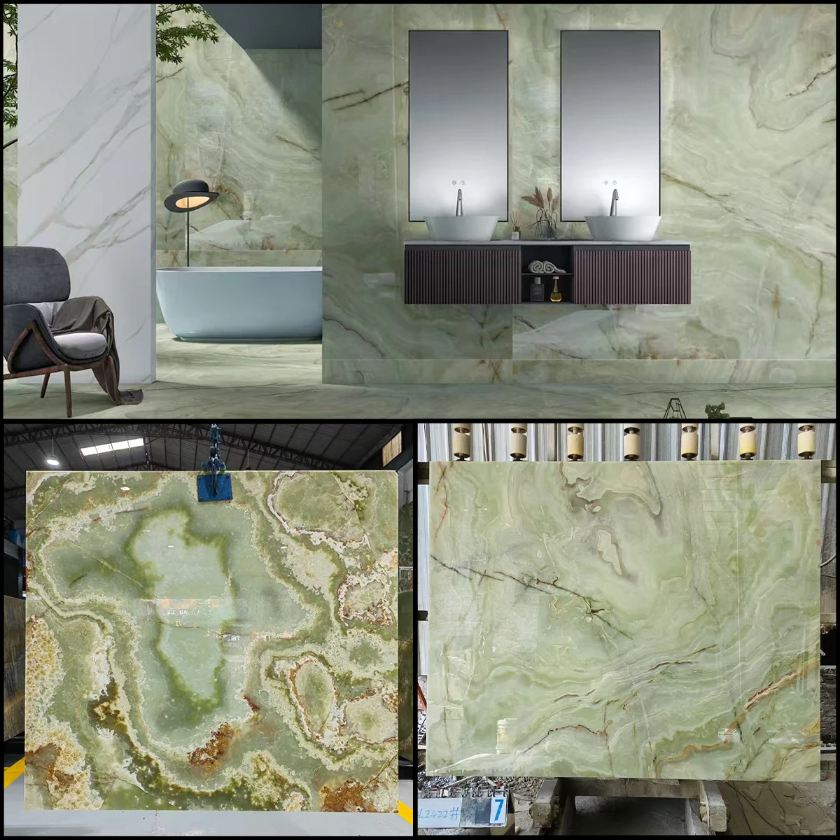 Customize Size Natural Light Green Onyx Slab for Kitchen Countertop Wall Panel Floor Tiles Onyx Vanity Basin Bar Table Onyx Vase
