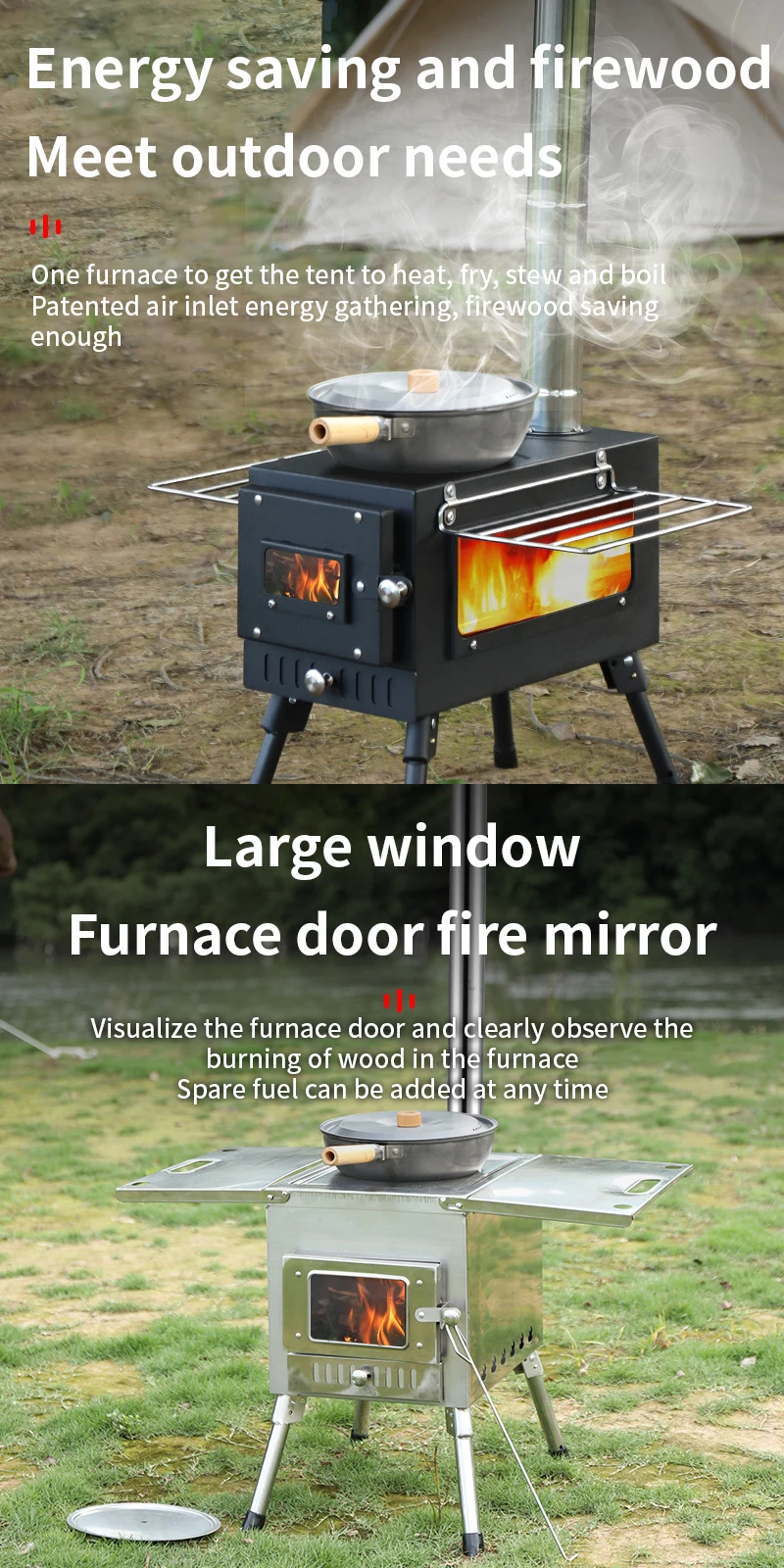 Small Outdoor Wood Stove Collapsible Camping Equipment Stainless Steel