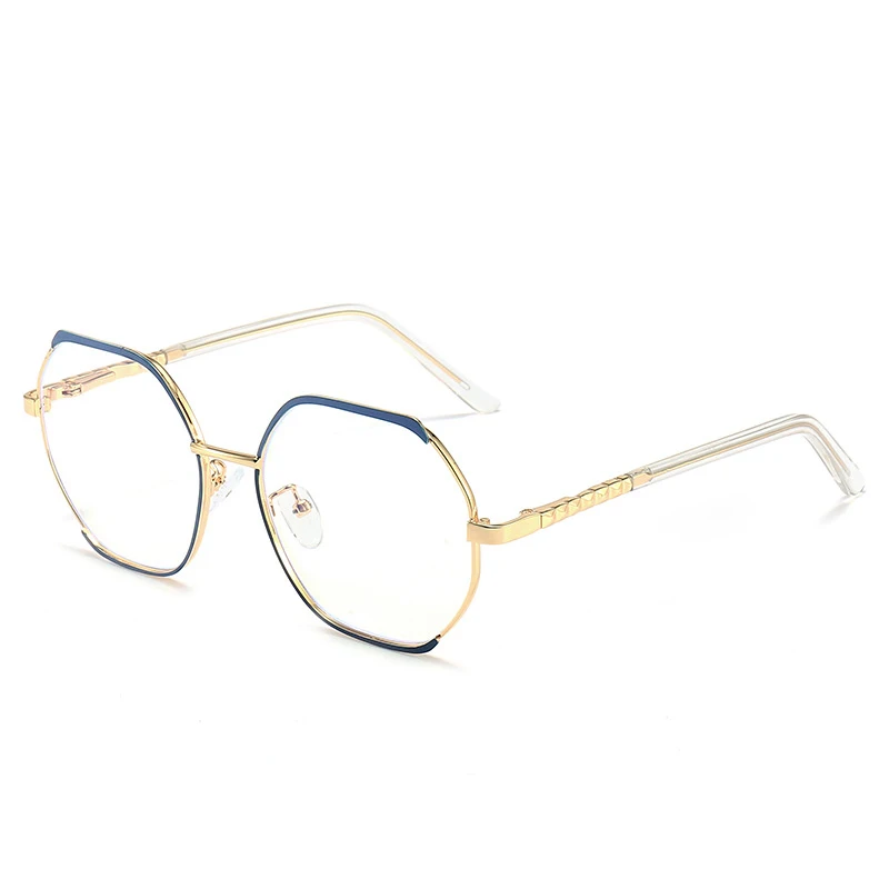 Fashion Orange Myopia Glasses Women 2024 Vintage Polygon Square Blue Light Blocking Eyeglasses Metal Nearsighted Eyewear Frames