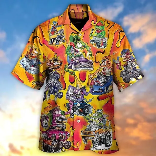 thumbnail image 2 of Men's Hawaiian Shirt Short Sleeve Linen Button Down Shirts Casual Floral Printed Beach Shirts With Pocket Red M 2 of 13