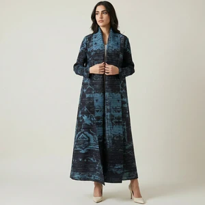 Wholesale Elegant Women's Abaya Muslim Arabic Abaya Loose Plus Size Casual Abaya Miyake Pleated Print Abaya