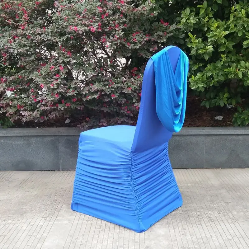 White Spandex Ruched Swag Back Elastic Stretch Wedding Decoration Chair