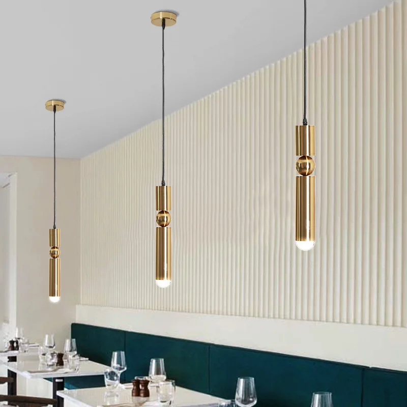 Personality Design Bar Linear Pendant Light Polished Metal Lighting Pendant Hanging LED GU10 Light Source Modern Pendant Lamp - Image 2