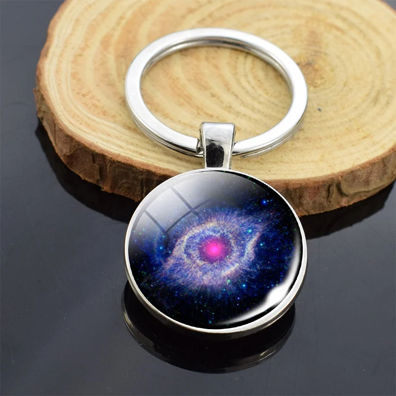 Galaxy Key Chains Universe Outer Space Double Side Glass
