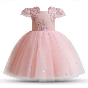 Wholesale Custom Printed Star Beautiful Dresses Girls Elegant Princess Tutu Dresses