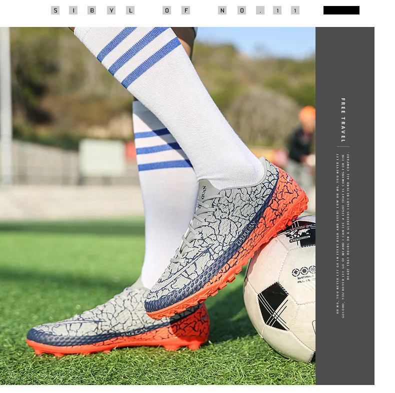 Adults Fashion Digital Printing Football Sports Training Shoes Turf Non