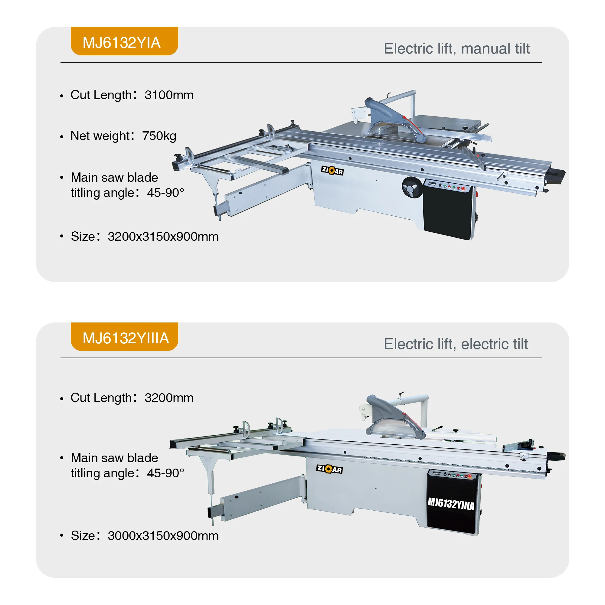 ZICAR OEM Portable Small Sliding Table Saw 1.6 Meters Mini Woodworking Panel Saw Machine for Carpenter Making Furniture