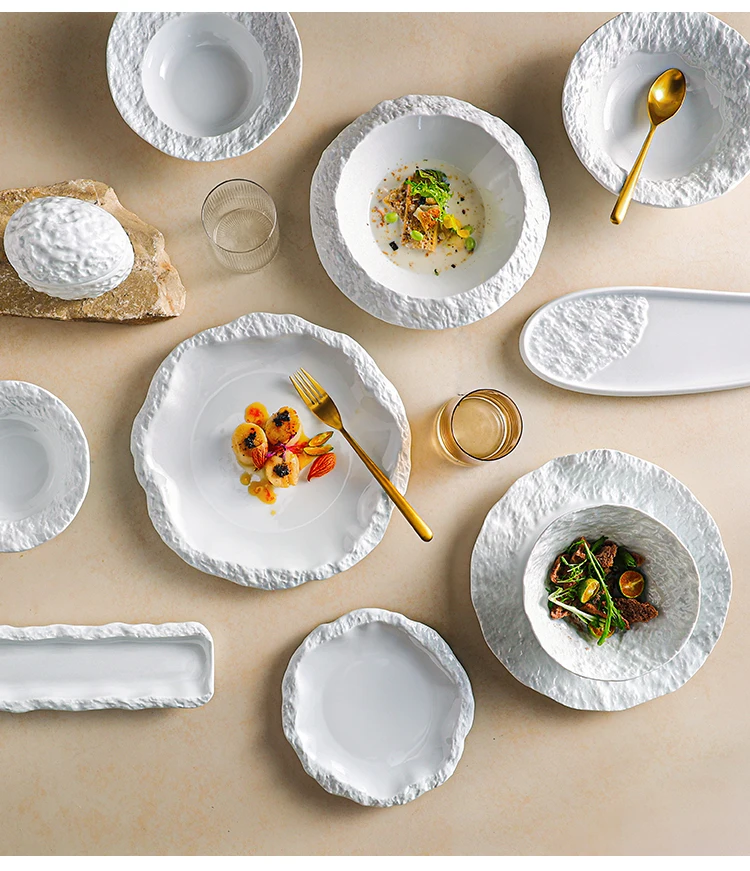 Hotel Restaurant Porcelain Dinnerware Oblong Dessert Serving Dishe Soup