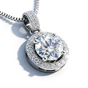 New Geometric O-shaped Chain Necklace for Women Round Fashion Pendant Necklace Fashion Style Moissanite Necklace Jewelry