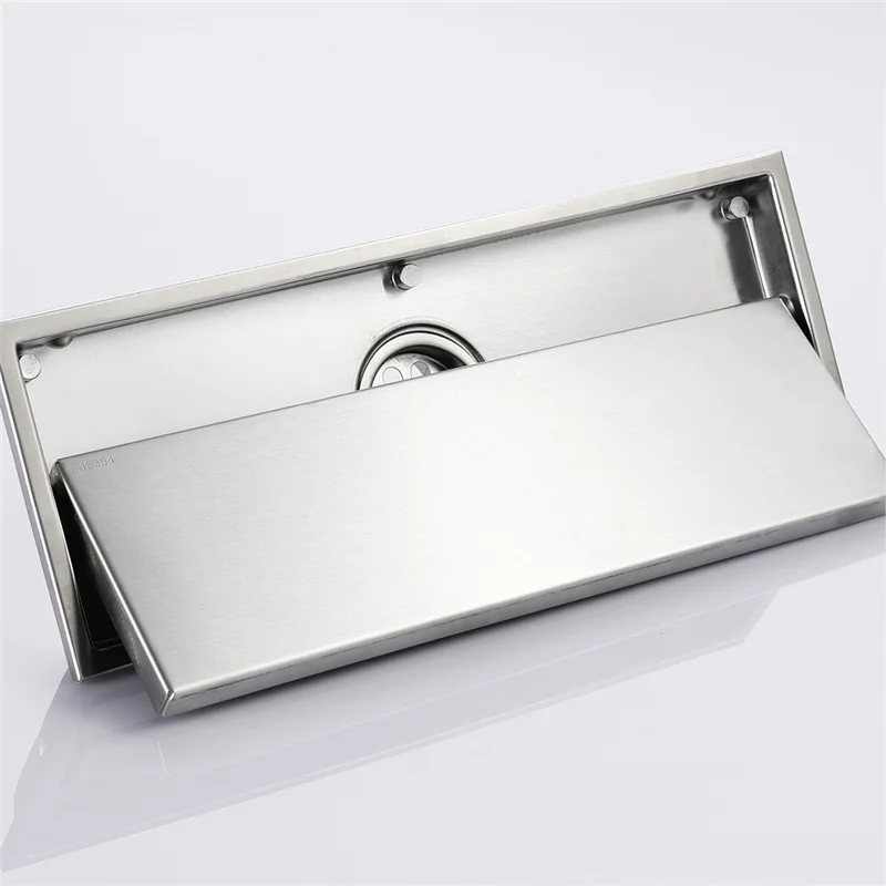 Modern Long Linear Concealed Invisible Tile Insert Bathroom Drainage Floor Drain New Style SUS304 Stainless Steel Polished