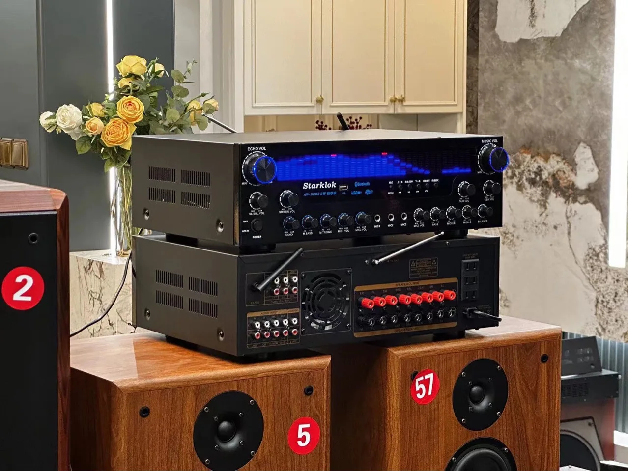 AV-8000SW Premium Edition 2200W Professional Ultra-High Power 7.1 Channel Home Theater Receiver Amplifier Exclusive BT Wireless