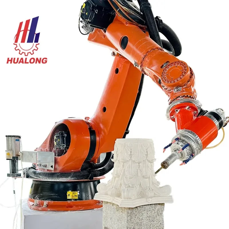 HUALONG Stone Machinery 7 Axis Robot Arm Cnc 3d Sculpture Engraving Machine Stone Statue Curving Machine for Marble Granite