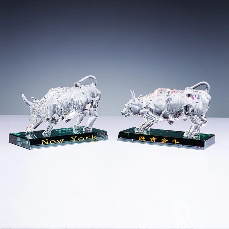 Factory Wholesale Unique Design Clear Wall Street Bulls New York City Souvenirs With Cheap Price supplier