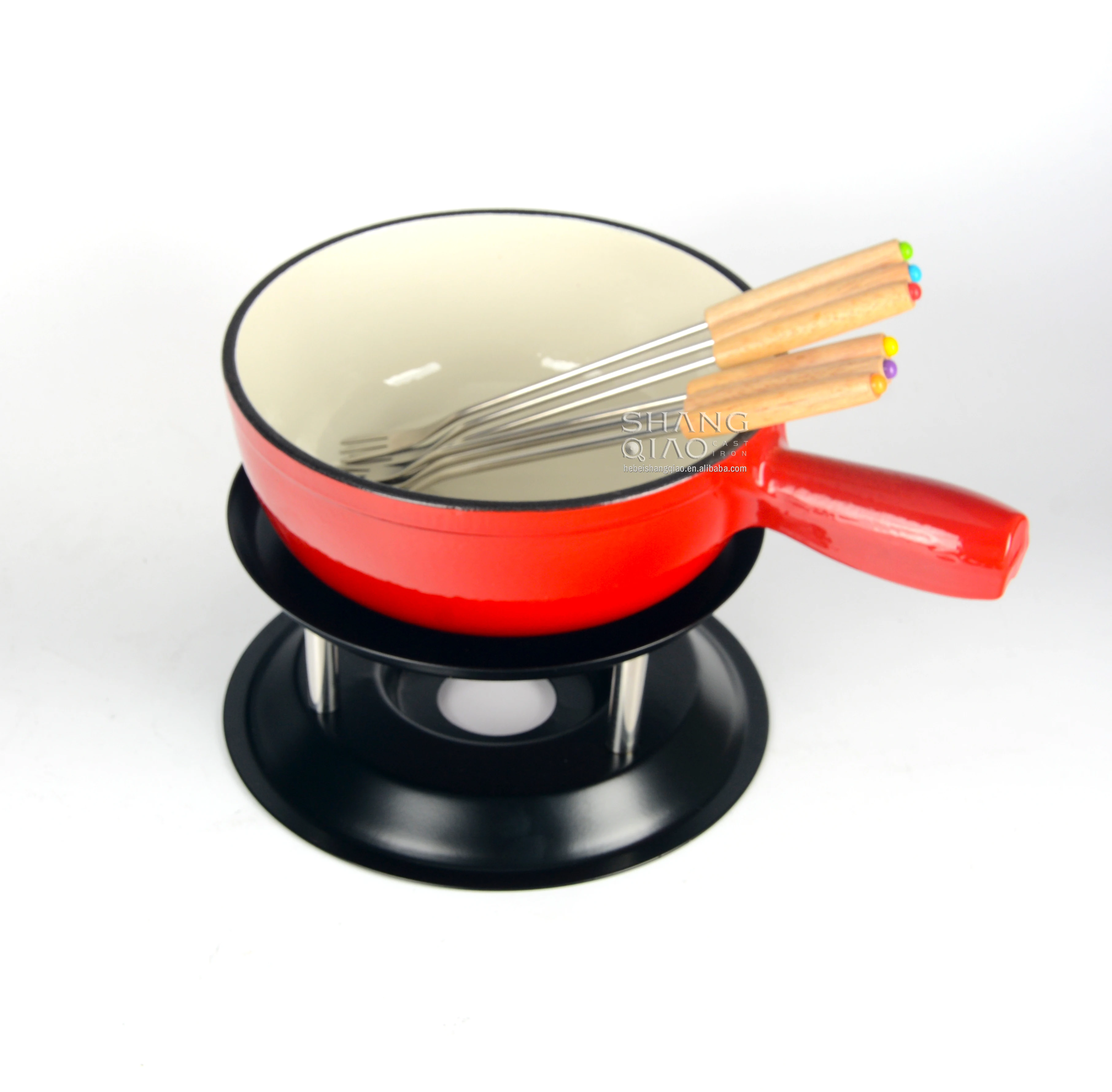 Cookware Set Stainless Steel Forks Cast Iron Chocolate Fondue Switzerland Pot Enamel Cast Iron Cheese Fondue Pot Set
