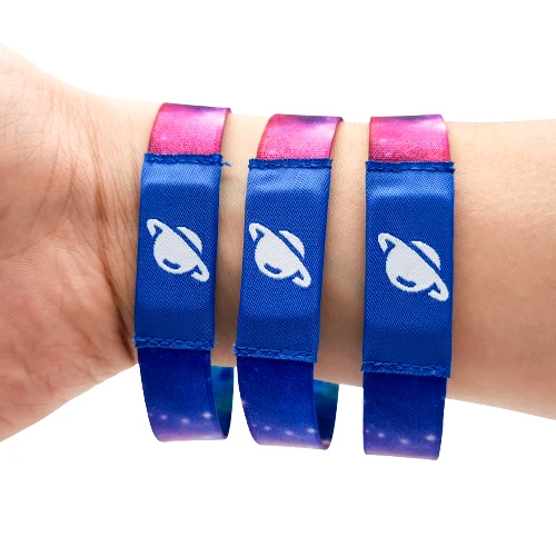 Custom NFC/RFID Recycle Cloth Fabric Bracelet Custom Logo Woven Polyester Elastic Wristband for Access Control