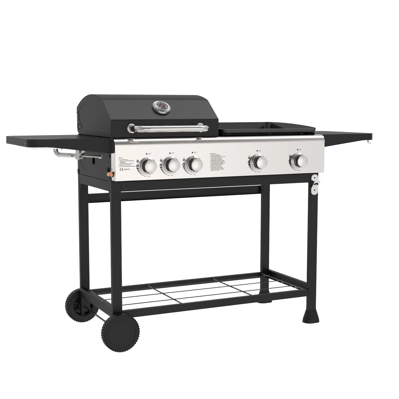 5 Burners Propane Gas Grill And Griddle Combo Grills In Black With Side