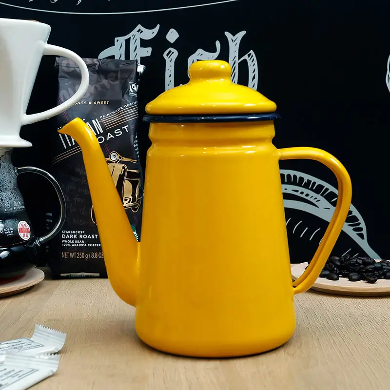 High Quality Cross Border Solid Color Amazon Enamel Handle Pot